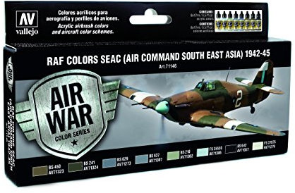 Vallejo RAF & FAA SEAC Air Command South East Asia 1942-45 Model Air Colouring Kit, 17 ml (Pack of 8)