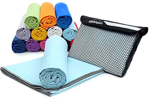 gipfelsport Mikrofaser Handtuch - Microfaser Handtücher Set, Strandtuch, Badetuch I groß, schnelltrocknend I für Sport, Beach, Reise, Outdoor, Camping I leicht, dünn, klein I 110x50cm I Hellblau