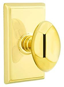 Emtek Privacy Set, Rectangular Rosette, Egg Knob, Polished Brass