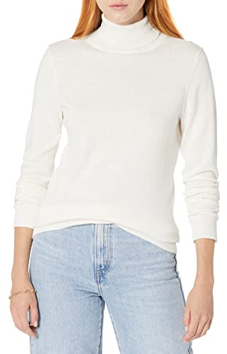 Amazon Essentials Women's Lätt långärmad tröja med polokrage klassisk passform (finns i plusstorlek), Elfenbensvit, XS