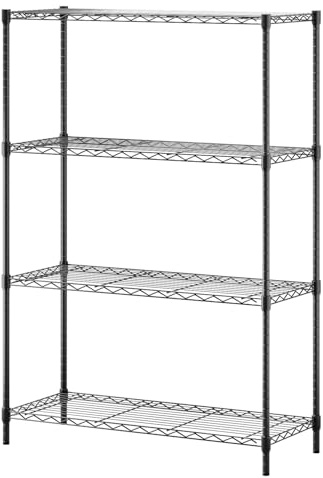 BestOffice | 4-Tier Wire Storage Shelves | 36x14x54 | Black | with Adjustable Racks | Heavy-Duty Metal Shelf, Holds Upto 1000 lbs | No-Tool Assembly | Ideal for Home & Garage Shelving