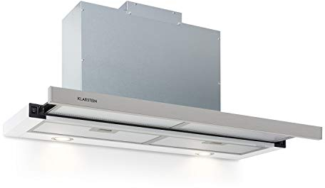 Klarstein Mariana - Flachschirmhaube, EEK C, Umluft & Abluft, LED-Beleuchtung, Drucktasten, Unterbau-Dunstabzugshaube, 500 m³/h, 90cm,weiß