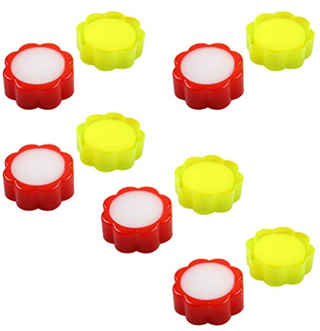 NUOBESTY Finger Wet Schwamm Runde Anfeuchter Fall Schwamm Finger Nass Kunststoff für Büro Bank Cashier Kasse Briefumschlägen Briefmarken Rot Gelb 10 Stück