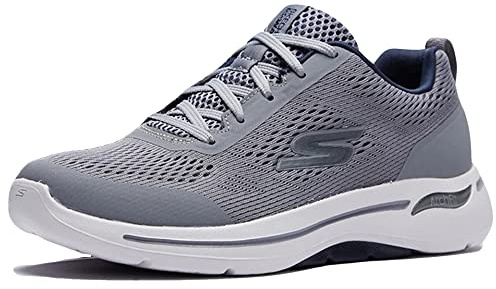 Skechers Go Walk Arch Fit Baskets idylliques pour Homme, Gris Bleu Marine, 47 EU