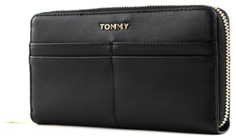 Tommy Hilfiger Damen Iconic Tommy Large Za Reisezubehör-Bi-Fold-Brieftasche, Schwarz