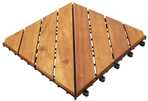 vidaXL 10x Bois d'Acacia Solide Carreaux de Terrasse Dalles de Jardin Tuiles de Piscine Carreaux de Patio Balcon Allée d'Extérieur 30x30 cm