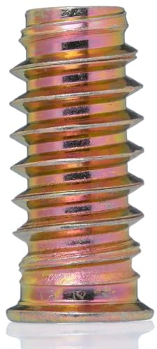 YoiYee M6 x 25mm Threaded Insert Nuts Heavy Duty for Wood Furniture, Hex Socket Drive, Zinc Yellow Passivated - 20pcs