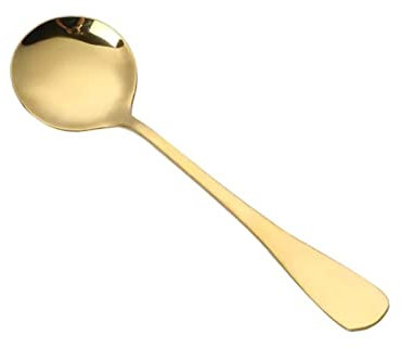 Cucchiai da minestra a testa tonda, 2 pezzi Cucchiaio coreano in metallo Cucchiaio da minestra in acciaio inossidabile Cucchiaio da tavola Cucchiai larghi per zuppa Dessert Caffè(Oro)