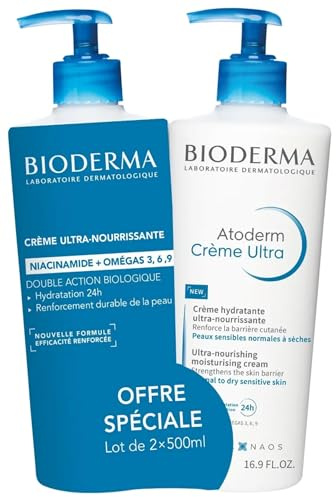 Bioderma Atoderm Crème Ultra Crème Hydratante Ultra-Nourrissante Lot de 2 x 500 ml