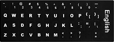 Jagowa English UK Keyboard Replacement Stickers Black Stickers with White Letters For Standard Keyboard Laptop Apple Keys