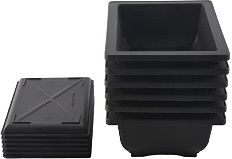 Geieold 6-Piece Bonsai Pots-Classic Deep Wet Tray with Built-in Mesh-for Plants, Flowers, Herbs, Plastic Square Pots
