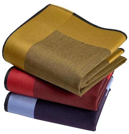 Fazzoletti in tessuto da uomo, 100% cotone pettinato, 45 x 45 cm, 3 pezzi, modello A13