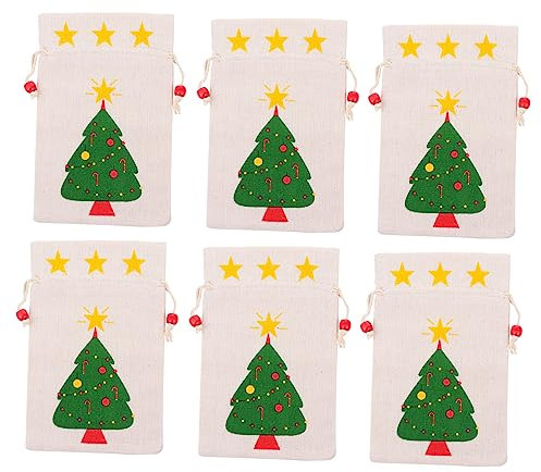 SOESFOUFU 6 Pièces Pochettes De Bonbons De Noël Avec Cordon De Serrage Pochettes Cadeaux De Fête Pour Fruits Et Cadeaux