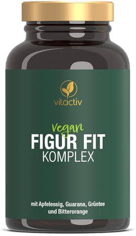 VITACTIV Figur Fit Komplex - 120 Kapseln, Vegan – Stoffwechsel Kur mit Cholin & Chrom - Extrakte aus Apfelessig, Grün-Tee, Guarana, Chili, L-Carnithin & Bitterorange - Laborgeprüft in Deutschland