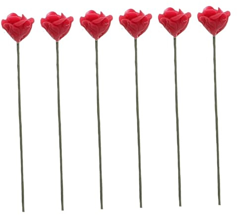 TOPBATHY 6pcs Mini Rose Miniature Garden Figurines Mini Doll House Accessories DIY Modeling Toys Fake Rose Decors Delicate Workmanship Decoration