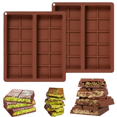 HQRKOTM 2 stampi per cioccolato in silicone profondo, per dubai chocolate, Antiaderente, in silicone, per cioccolato, fondente Dubai, per dolci fai da te e cioccolato
