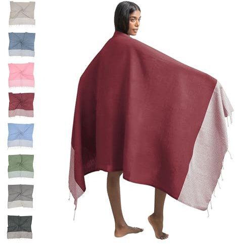 furora HOLIDAY Serviette de Plage (Coton) XXL 100x200 cm, Fouta Plage - léger, compacte, Longue - Grande Taille Drap de Plage Serviette Hamam, Femme Homme, Serviette Pestemal, Accessoire Beach Towel