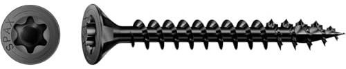 Spax Vis universelle, tête fraisée, noire BLAX T-STAR plus, filetage partiel, 4CUT (1, 3,0 x 40 mm, 200 pièces)