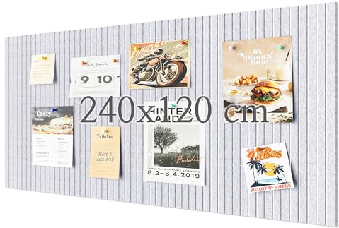 Rokeblau Tablero de anuncios grande de 240 x 120 cm, tablero de fieltro decorativo, tablero de fotos plegable de 0,9 cm de grosor con cinta autoadhesiva, tablero de visión para la escuela, el hogar