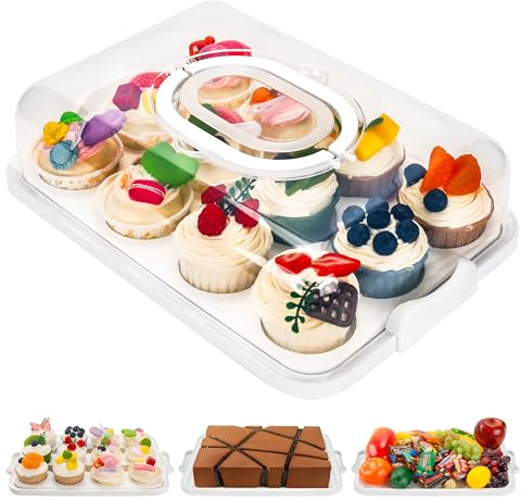 BTSD-home Kuchen Transportbox Rechteckig Kuchenbehälter Mit Deckeln Für Pies Sweets Pastries Fruit Snacks Oder Muffin transportbox(Weiß 33×22.8×10 cm)