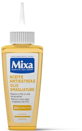 Mixa Olio Per Smagliature Nutriente, Adatto a Pelli Sensibili, Pelle Elastica e Lenita, Sensazione di Prurito Ridotta, Non Unge, Formula Ipoallergenica, Con il 30% di Omega 6 e 9, 100 ml