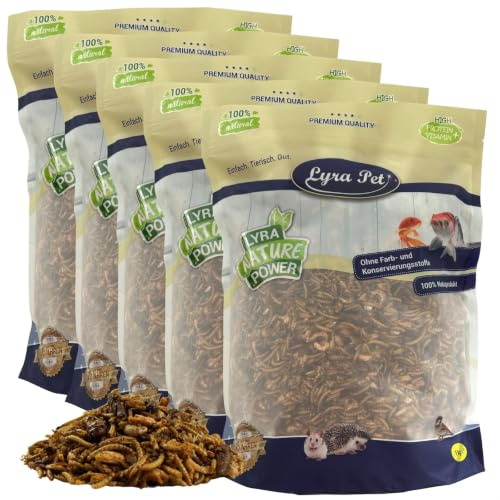 Lyra Pet® 5 kg mélange d’Insectes Protein Boost séchés –avec vers de Farine | Riche en protéines & fibres - Sauterelles, vers de farine & crevettes - Aliment naturel pour oiseaux, poissons & reptiles
