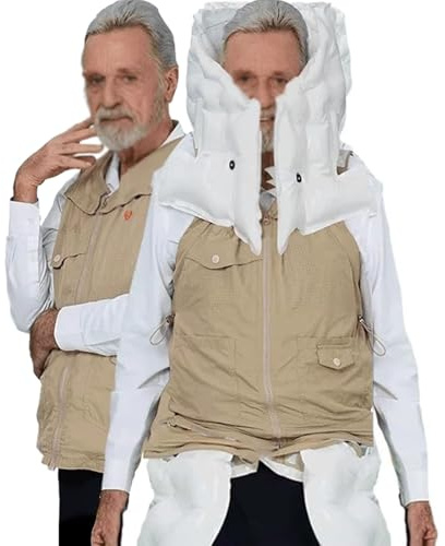 Giubbotto airbag anticaduta per anziani, giubbotto airbag anticaduta intelligente, app visualizza l'utilizzo dei dati esercizio, 0,08 secondi per sollevarsi per protezione (Men’ssize:khaki XXL)