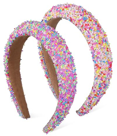 BIUDECO 2 Pièces Bandeaux Larges Rembourrés et Homme Bandeaux Éponge pour Maquillage Spa Lavage Visage et Halloween Accessoires Cheveux Lot de Rouge