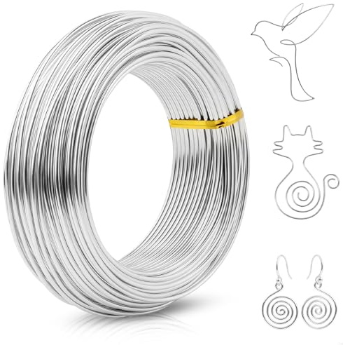 elzle Filo di Alluminio,2mm Filo di Ferro Modellabile,Filos per Bricolage,33M Argento Pieghevole e Flessibile Filos Alluminio,Filos Metallico Modellabile,per DIY,Gioielleria Artigianale