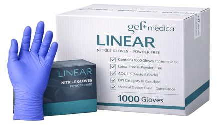 Gef Medica - 1000 Guanti M in Nitrile Blu Violaceo LINEAR Senza Polvere, Guanti Monouso Ambidestri, DPI III Cat, Uso Medico Alimentare