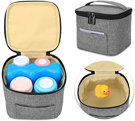 Luxja Sac pour Transporter Les Biberon de Lait Maternel (Tenir 4 Biberons de Lait Maternel, 120 ML ou 150 ML), Sac Isotherme pour Biberon (Sac Seulement), Gris