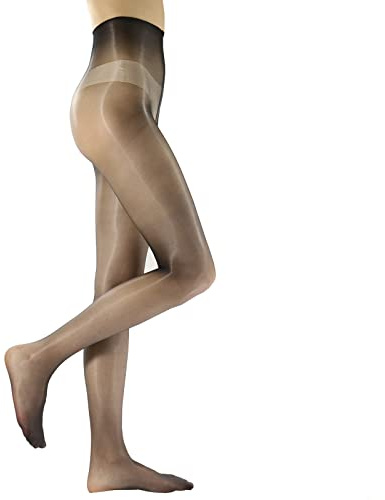 HTRUIYATY Collant Ultra Fin Invisibles Sans Couture pour Femmes Sexy Collant Brillant 0 Denier Gainant Noir