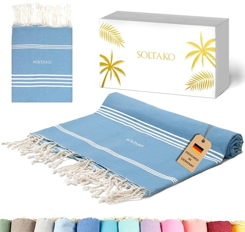 SOLTAKO Fouta XXL - Serviette Plage Anti Sable - Drap de Bain pour Hammam, Sauna, Yoga, Pique-Nique - Serviette de Bain Grande Taille - 200x200 cm - Drap 2 Personnes