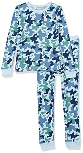 Amazon Essentials Conjunto de Ropa Interior Larga Térmica Niño, Azul Camuflaje, 11-12 años