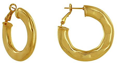 LES POULETTES JEWELS - Golden Metal Earrings Bumpy Creole