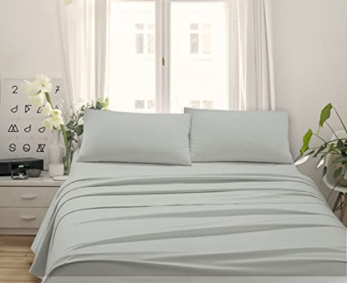 Made in Italy - Capri Komplette Bettwäsche für Kingsize-Bett 4 Stück in Baumwolle – 1 bettlaken + 1 Spannbettlaken 180x200 cm + 2 Kissenbezüge 50x80 cm (Kingsize, Perle)