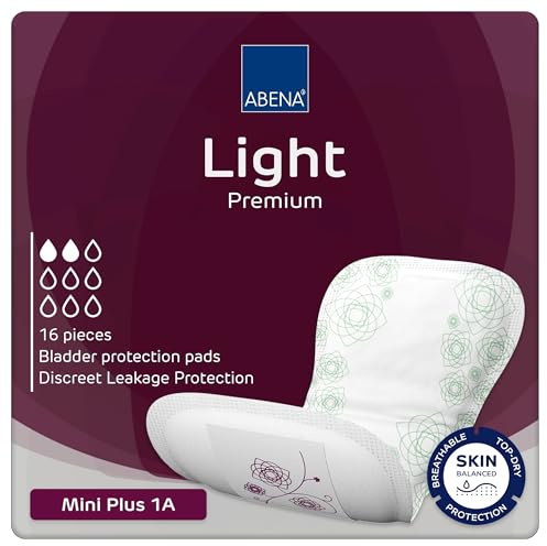 ABENA Light Mini Plus 1A, 16er Pack, 200 ml, Inkontinenz und Periodenschutz, saugfähige Damenbinden für leichten bis mäßigen Blutfluss, weiches, atmungsaktives & komfortables Design bei Inkontinenz