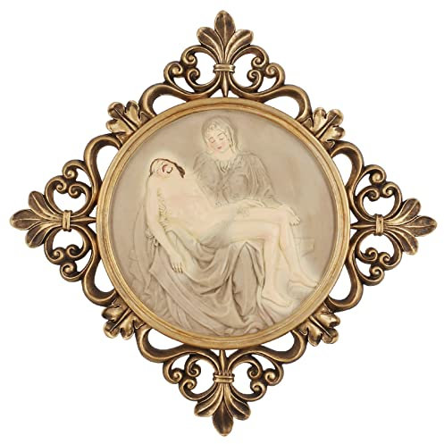 iAmoy La Pietà Picture for Living Room Hallway Wall Decor, 17 Inches Tall Wall Art Sculpture, Bas-relief Wall Hanging Plaque, Classic Renaissance Art Reproductions