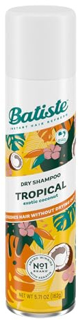 Batiste Dry Shampoo, Tropical Fragrance, Refresh Hair and Absorb Oil Between Washes, Waterless Shampoo for Added Hair Texture and Body, 5.71 oz Dry Shampoo Bottle