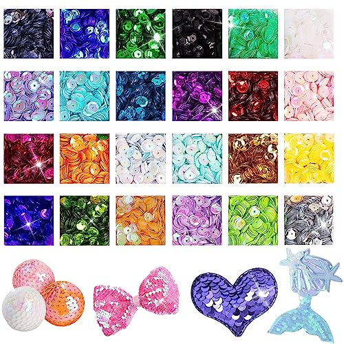 NTGRTY 30240 Pailletten zum Nähen, 24 Farben, Pailletten, für Bastelarbeiten