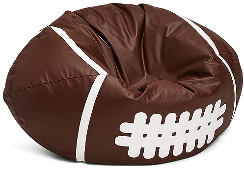 Ecopuf Basketball Sack XL - Spielkissen aus Kunstleder - Ideal für Fußballfans, Kinder - Sitzsack Wohnzimmer - Sitzpouf Samt - Gaming Stuhl Pouf Sack - 130x60cm, Rugby American Football