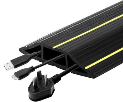 QWORK® canaleta Cables Suelo, 3 M, Protector de Cable, 3 Canales, Oculta y Protege Cables y alambres