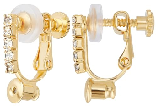 Beebeecraft 1 boîte de 12 convertisseurs de Boucles D'Oreilles à Clipser Plaqué Or 18 carats avec Strass en Cristal Vis Non Percées Composants de Boucles D'Oreilles à Clipser avec 12 coussinets