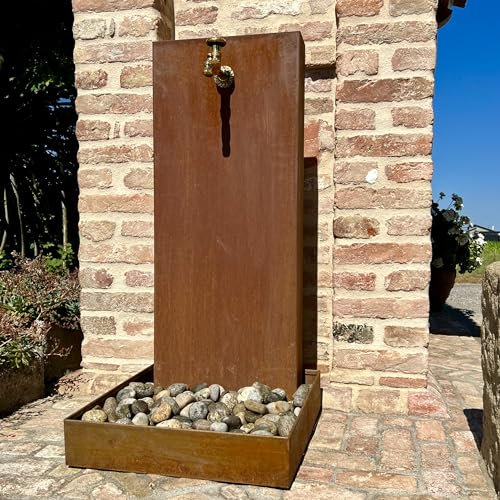 Fontana da giardino in acciaio corten 10x40 H100 (Con base)