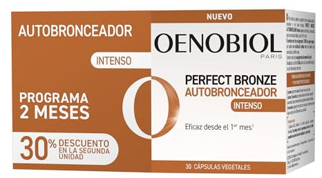OENOBIOL - PERFECT BRONZE DUO Autobronceador - Acelerador Bronceado Corporal y Facial con Protección Solar - Complemento alimenticio 60 Capsulas 2 meses