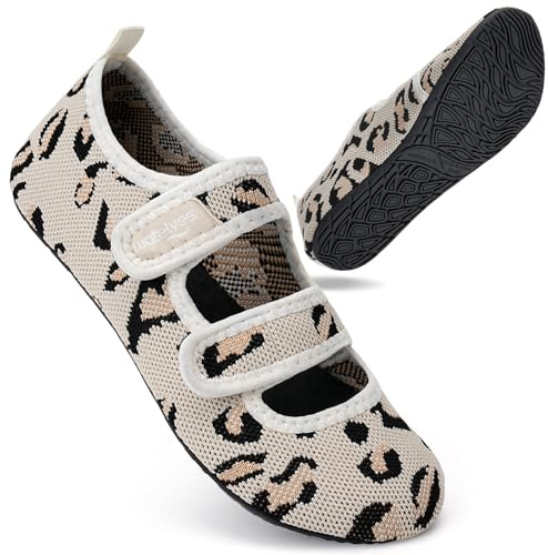 WateLves Water Shoes Barefoot Shoes Mens Women Beach Socks Aqua Swim Swimming sea Pool(Leopard Light Brown 4.5/5.5)