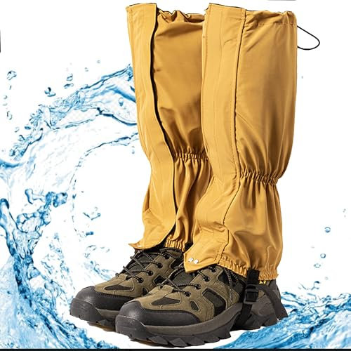 SQAQS Outdoor Gamaschen, wasserdichte Einstellbare Gamaschen, Schneegamaschen Wandergamaschen, Beinschutz Gaiter für Klettern, Trekking, Wandern, Radfahren, Angeln, Bergsteigen, Jagen (gelb)