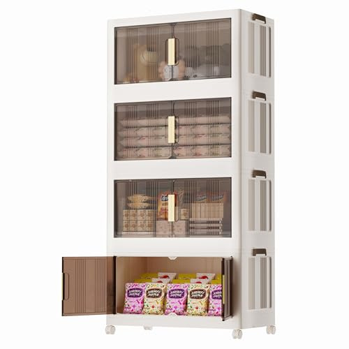 Naviconvex Aufbewahrungsbox mit Deckel - 332L Groß Stapelbare Plastikbox mit Deckel, 4 Ebene und 1 Deckel, Faltbare Aufbewahrungsbehälter für Schlafzimmer, Wohnzimmer, Küchen und Büro