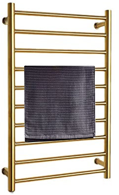WUBYING Radiator Central Heating Ladder,Towel Rail Radiator,Towel Rail Radiator Central Heating Ladder Rad Bathroom Flat Panel HeatedTowel Rail Ladder Radiator Central (Gold-Plug in