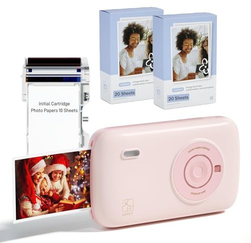 HPRT CP2100 Portabler Fotodrucker für iPhone und Android Micro Instant Fast Farbdrucker, Bluetooth 5.0, Typ-C Aufladung, Thermosublimations-Farbtechnologie, inkl 50 Blatt 53x86 mm Fotopapier